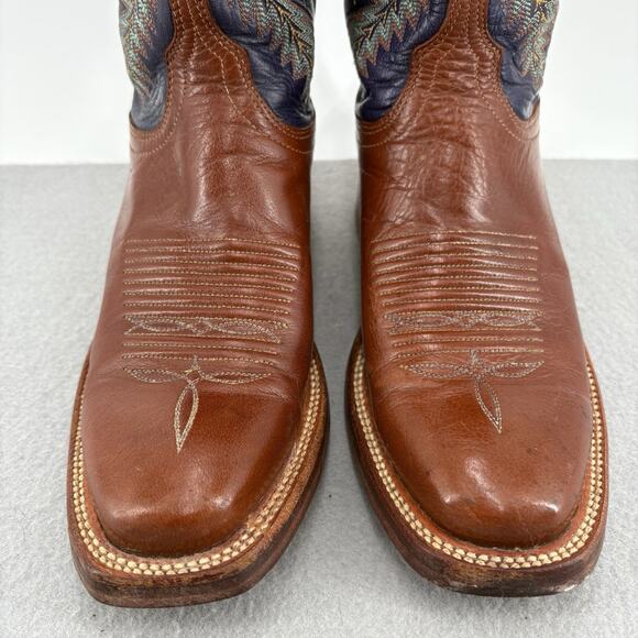 Vintage Lucchese 2000 Boots Womens 6.5B Brown Blue Leather Western Lone Star - Picture 7 of 16